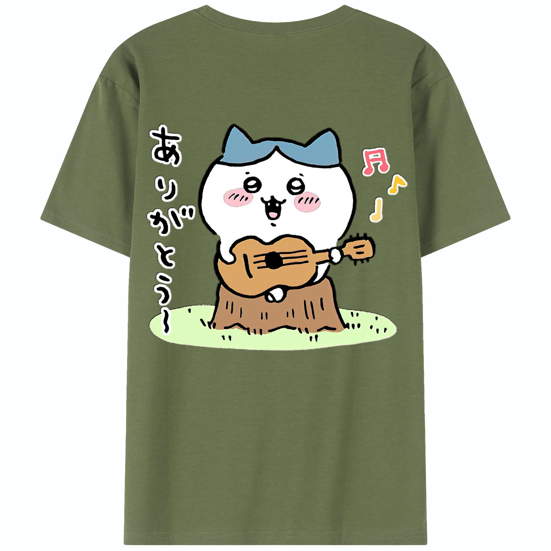 （画像用） ちいかわ ハチワレ Chii-kawa hachiware 綿100％半袖Tシャツ（背面プリント）